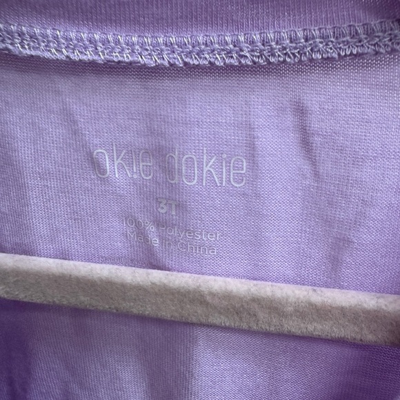 Okie Dokie 3T Purple Girls Short Sleeve Tee Shirt Top I Run on Donuts & Unicorns - Picture 5 of 6